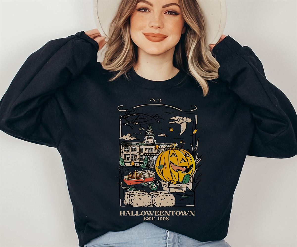 Cute Retro Alternative Boho Halloween Sweatshirtgrunge Spooky Unisex Pullovervintage Horror Movie Graphic Shirtspooky Season Halloweentown Plus Size Up To 5xl