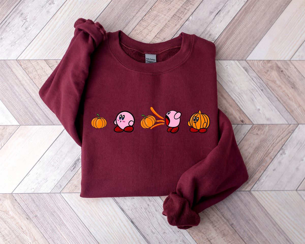 Kirby Pumpkin Sweatshirt Funny Fall Sweatshirt Funny Halloween Shirt Fall Sweatshirt Fall Shirt Kirby Sweatshirt Pumpkin Shirt Size Up To 5xl