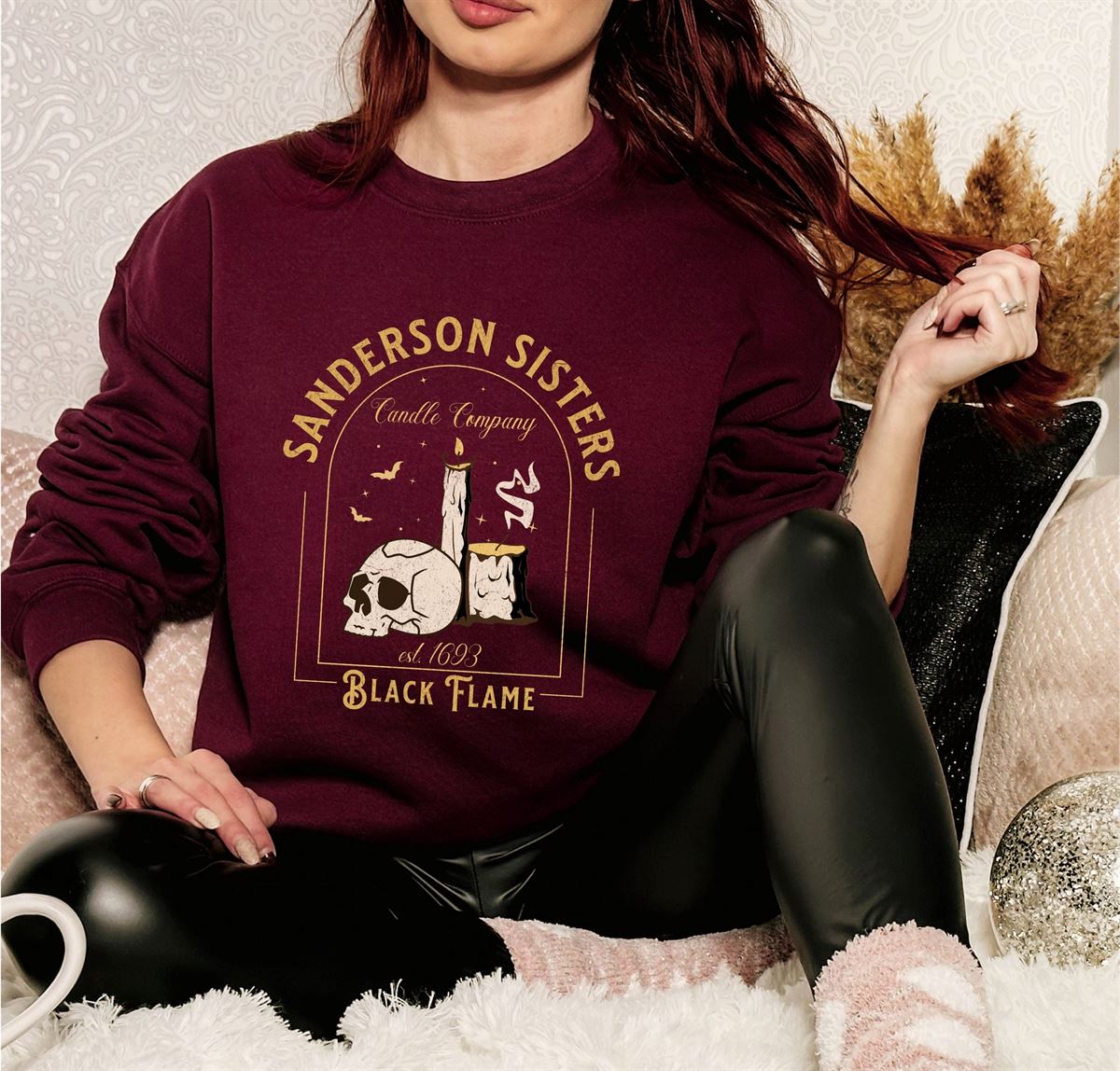 Sanderson Sister Black Flame Candle Sweatshirt Black Flame Company Sanderson Sisters Hoodie Halloween Crewneck Witch Sweatshirt Full Size Up To 5xl