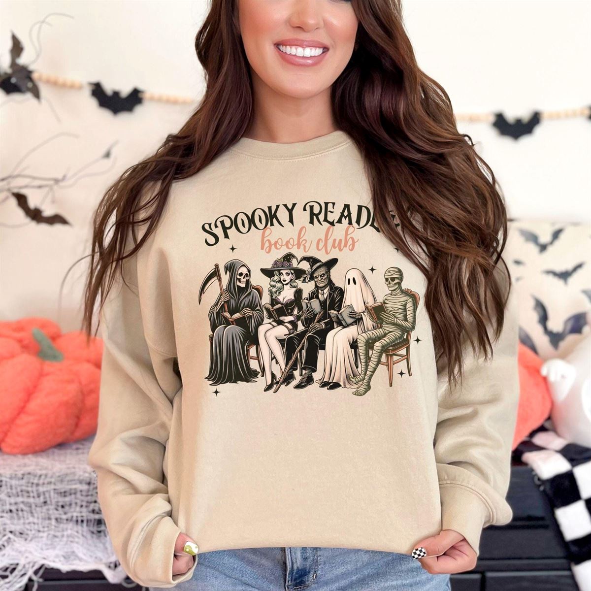 Spooky Readers Book Club Sweatshirt Y2k Bookloving Shirt Gift For Bookworm Halloween Tee Book Lover Tshirt Booklover Gifted Sweater Reading Full Size Up To 5xl