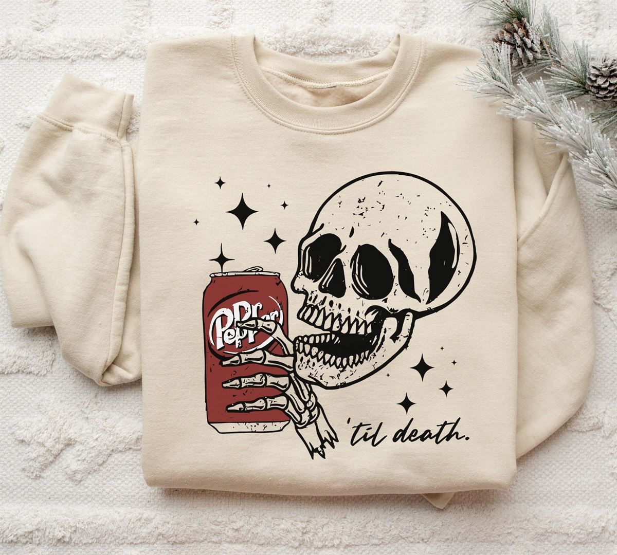 Till Death Dr Pepper Sweatshirt Skeleton Sweatshirt Halloween Sweater Cute Dr Pepper Shirt Skeleton Drinking Dr Pepper Sweatshirt Plus Size Up To 5xl